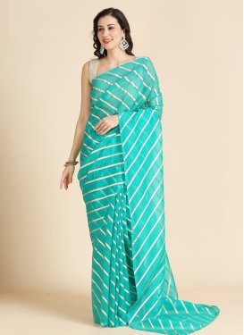 Organza Classic Saree with Fancy Work in Turquoise