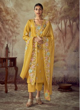 Buy Designer Yellow Stylish Straight Pant Suit For Party Online