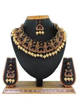 Outstanding Alloy Beads Work Gold Rodium Polish Necklace Set