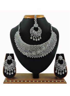 Outstanding Alloy Silver Rodium Polish Necklace Set For Ceremonial