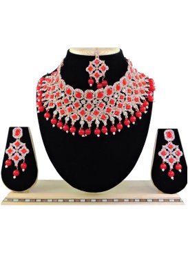Outstanding Alloy Silver Rodium Polish Necklace Set For Festival
