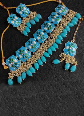 Outstanding Beads Work Gold Rodium Polish Necklace Set