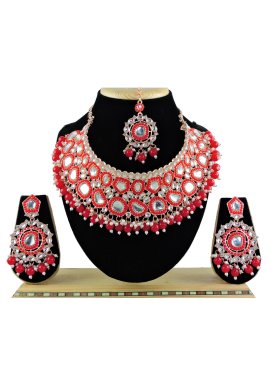 Outstanding Beads Work Gold Rodium Polish Necklace Set For Festival