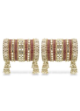 Outstanding Gold and Maroon Kada Bangles For Bridal