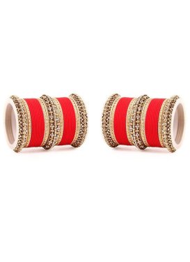Outstanding Gold and Red Stone Work Kada Bangles