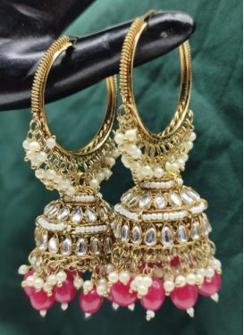 Outstanding Gold Rodium Polish Beads Work Earrings