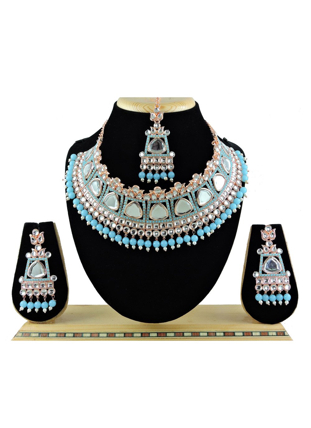Outstanding Light Blue and White Alloy Necklace Set For Party