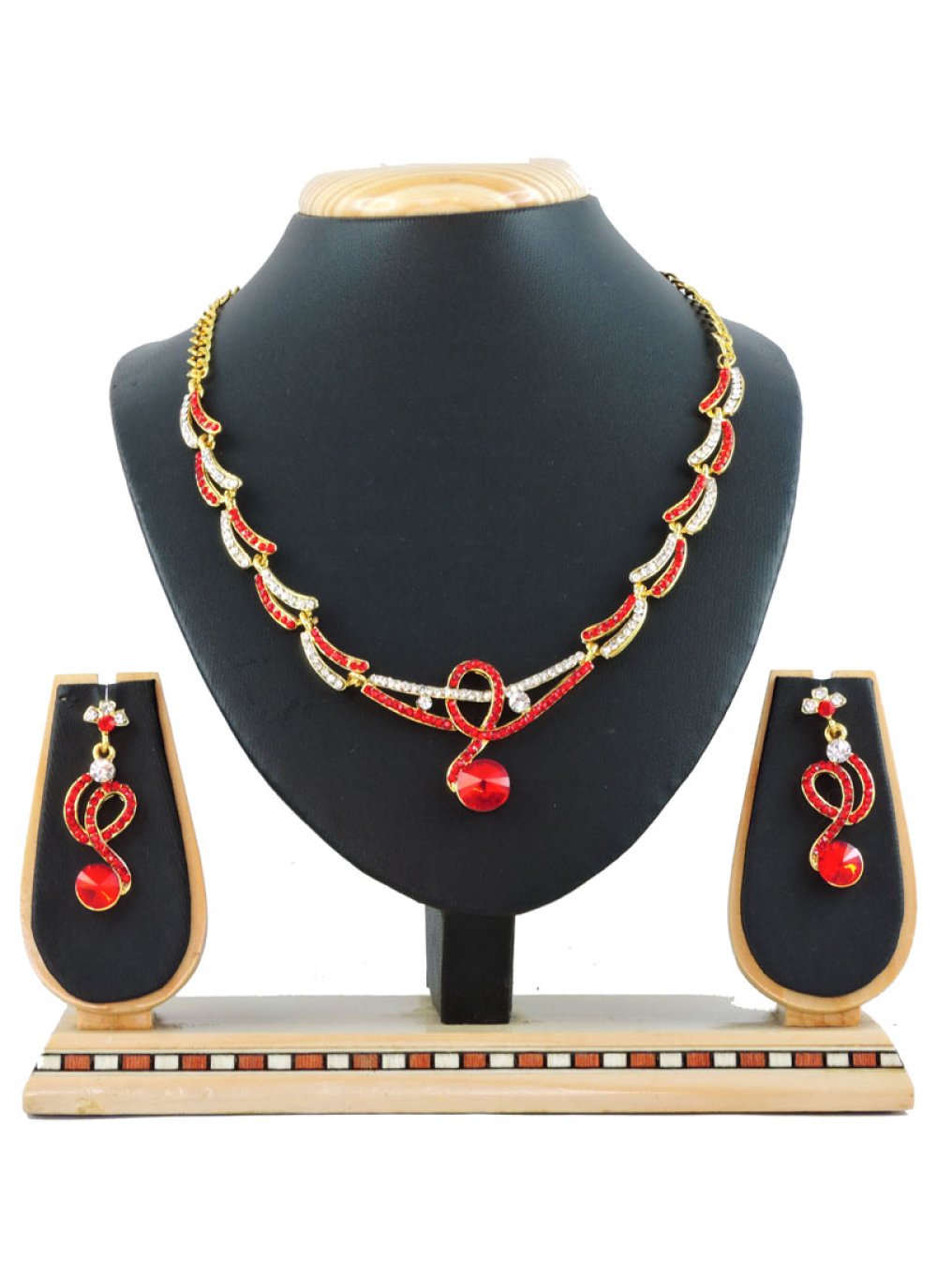 Outstanding Red and White Necklace Set For Party