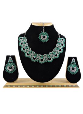 Outstanding Silver Rodium Polish Alloy Beads Work Necklace Set