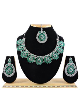Outstanding Silver Rodium Polish Necklace Set For Ceremonial
