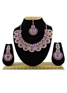 Outstanding Stone Work Gold Rodium Polish Alloy Necklace Set For Festival