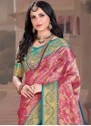 Hot Pink and Teal Designer Contemporary Style Saree - 1