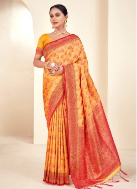 Paithani Silk Gold and Red Trendy Classic Saree For Ceremonial