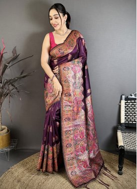 Paithani Silk Trendy Saree with Woven Work for Ceremonial in Purple