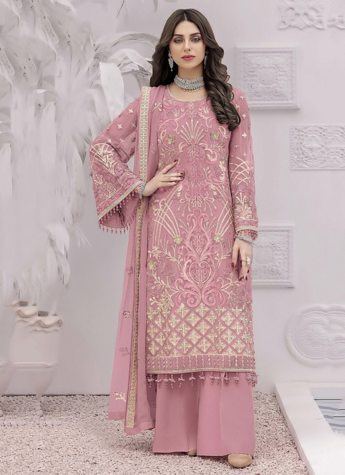 Buy Palazzo Style Pakistani Salwar Kameez For Ceremonial Online