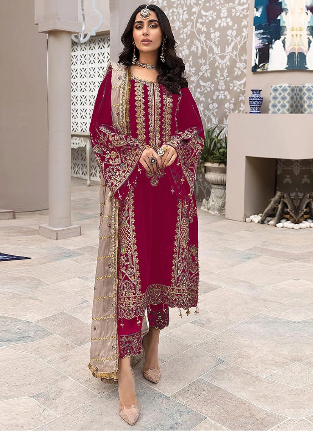 Georgette Embroidered Designer Readymade Pakistani Suits, Stitched at Rs  1099 in Surat