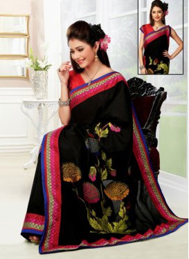 Passion Black Color Lace Enhanced Silk Party Wear Saree