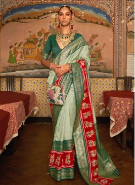 Patola Silk Green and Sea Green Designer Classic Saree For Party