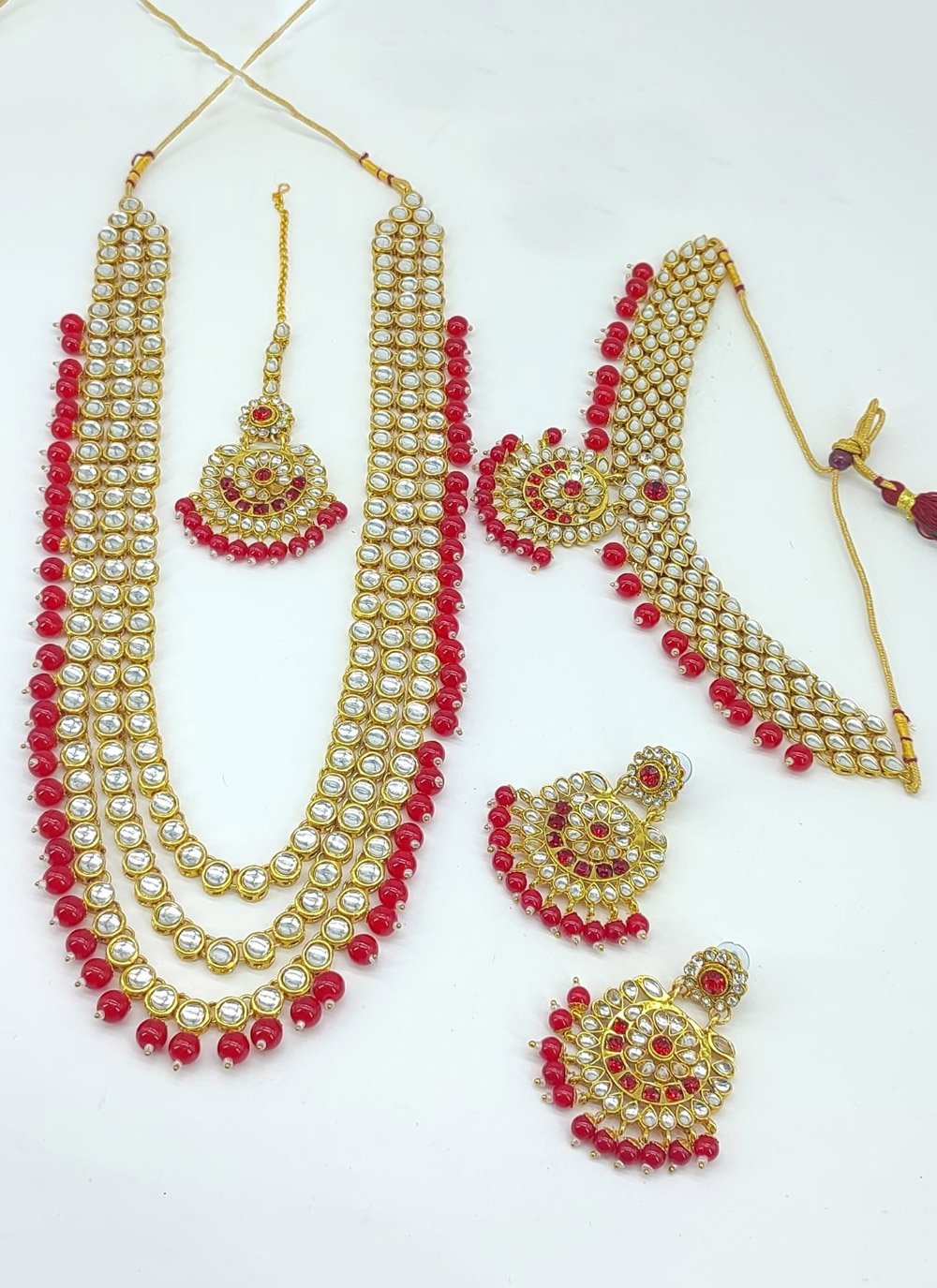 Perfect Alloy Beads Work Gold Rodium Polish Necklace Set