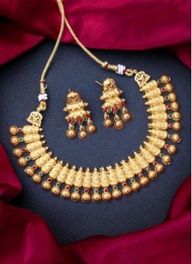 Perfect Alloy Gold Rodium Polish Jewellery Set For Ceremonial