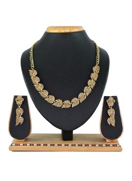 Perfect Alloy Stone Work Gold Rodium Polish Necklace Set