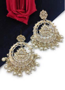 Perfect Beads Work Gold Rodium Polish Alloy Earrings For Festival