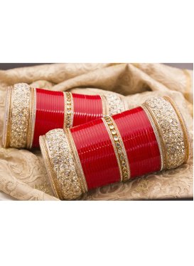 Perfect Gold and Red Gold Rodium Polish Stone Work Bangles