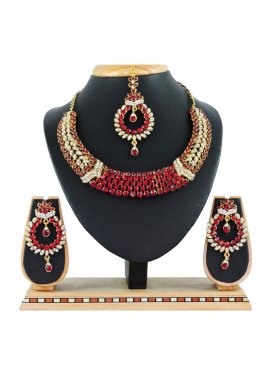 Perfect Gold Rodium Polish Red and White Necklace Set