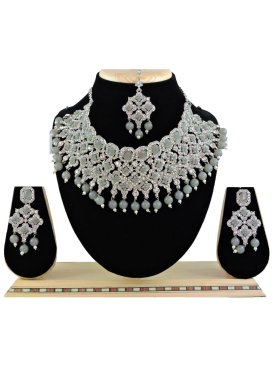 Perfect Silver Rodium Polish Diamond Work Alloy Necklace Set