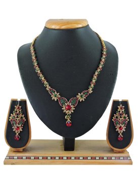 Perfect Stone Work Alloy Gold Rodium Polish Necklace Set