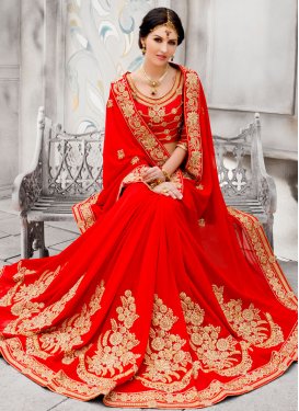 Phenomenal Booti Work Red Color Wedding Saree
