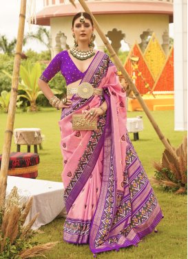 Pink and Purple Designer Contemporary Saree For Ceremonial