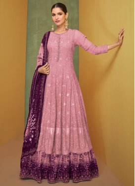 Pink and Purple Faux Georgette Trendy Designer Salwar Kameez
