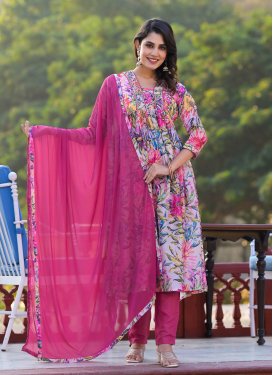 Pink and Rose Pink Digital Print Work Readymade Designer Salwar Suit