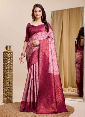 Pink and Rose Pink Kanjivaram Silk Trendy Classic Saree