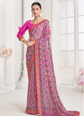 Pink and Rose Pink Trendy Classic Saree