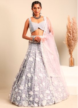 Pink and Silver Color Silk Georgette Designer Classic Lehenga Choli