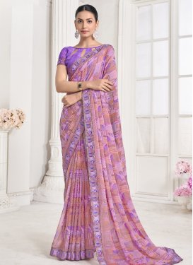 Pink and Violet Designer Contemporary Style Saree For Casual