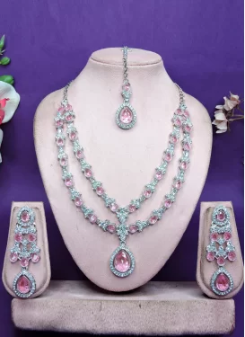 Pink and White Necklace Set For Party