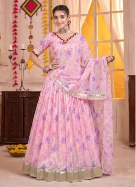 Pink Organza Digital Print Work Readymade Lehenga Choli for Women