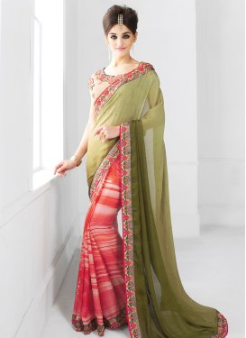 Piquant Lace Work Half N Half Party Wear Saree