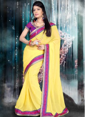 Pleasing Lace And Stone Work Casual Saree