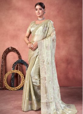 Poly Silk Embroidered Work Designer Contemporary Style Saree