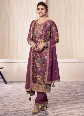 Prachi Desai Digital Print Work Straight Suit For Festival in Purple