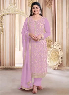 Prachi Desai Embroidered Work Straight Suit For Ceremonial in Mauve
