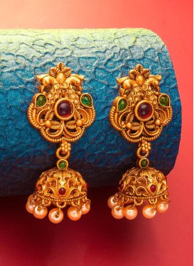 Praiseworthy Alloy Beads Work Earrings For Bridal