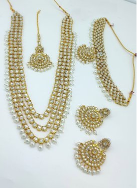 Praiseworthy Alloy Beads Work Gold Rodium Polish Necklace Set