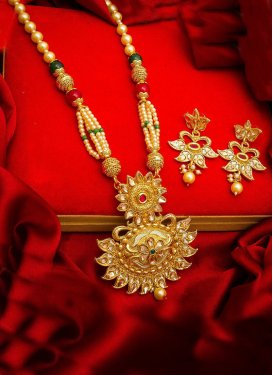 Praiseworthy Alloy Gold Rodium Polish Necklace Set For Bridal