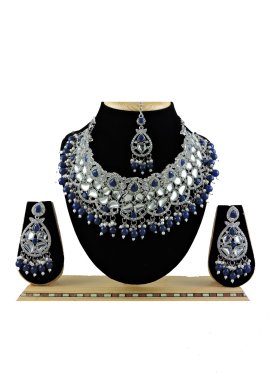 Praiseworthy Beads Work Alloy Silver Rodium Polish Necklace Set For Festival