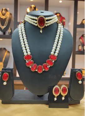 Praiseworthy Gold Rodium Polish Beads Work Alloy Necklace Set